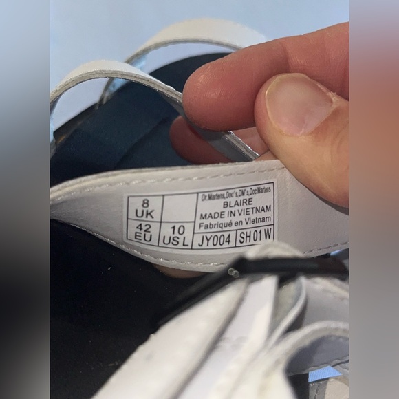 Doc Martens Blaire White Platform Leather Ankle Strap Sandals - Picture 11 of 11